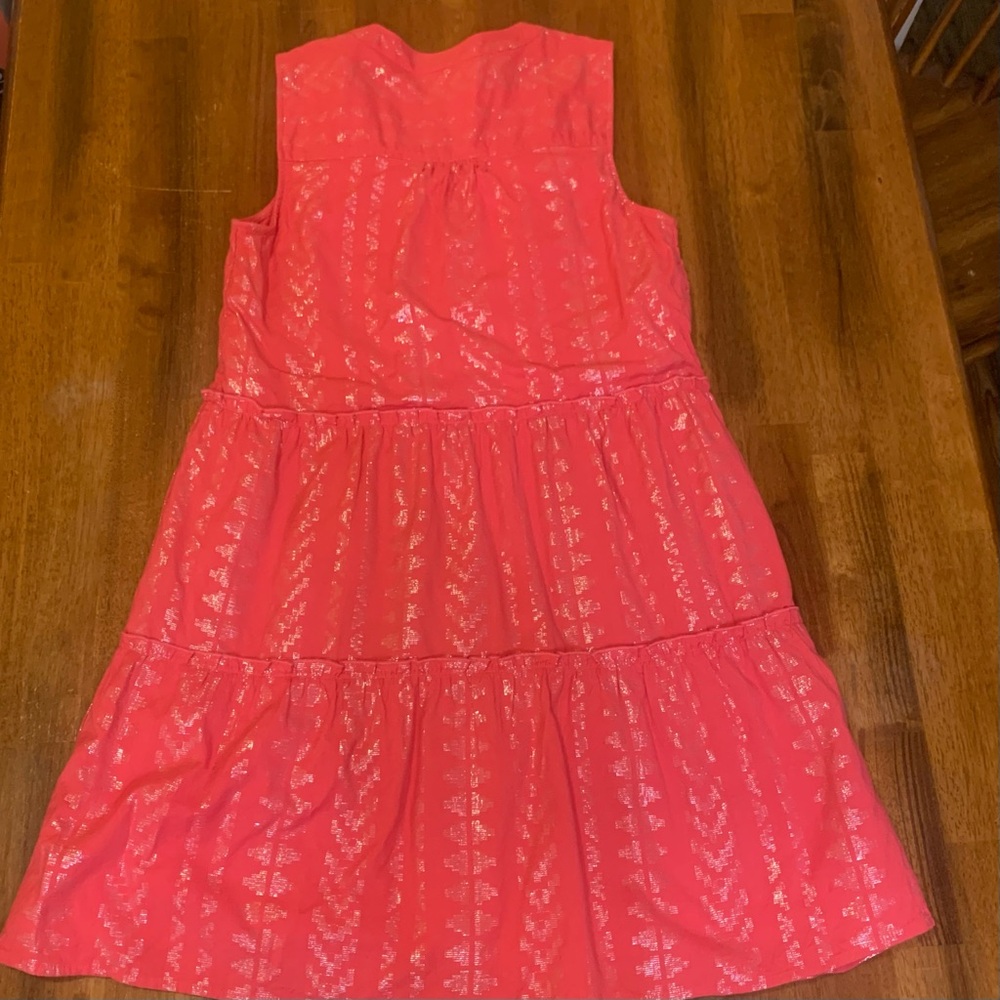 Versona Dress Small Broght Pink Sleeveless Silver shiny detail Pockets - Picture 8 of 8